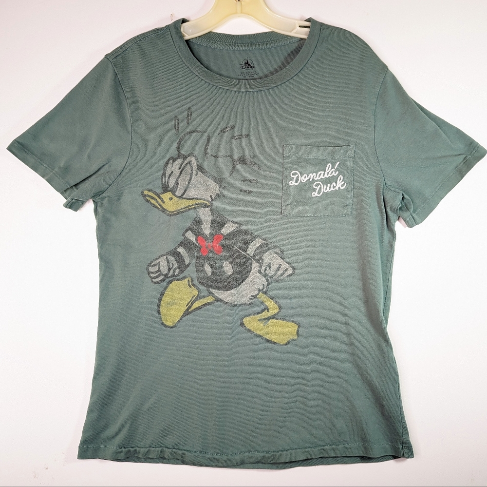 Donald Duck Vintage Style Tshirt With Pocket S  Embroidered Unisex